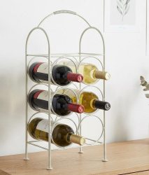 Weinregal Metall Weiß Flaschenregal für 6 Flaschen Standregal Vintage-Stil