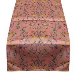 Outdoor Tischläufer Altrosa Blumen Vintage-Stil Tischdecke geblümt 150x34cm