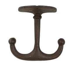 Deckenhaken Doppelhaken Wandhaken Wandhalterung Gusseisen Antik-Stil Braun
