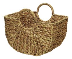 Geflochtener Korb Aufbewahrungskorb mit Henkeln Wasserhyazinthe Boho-Style 39 cm