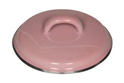 Riess Deckel Emaille Pastell Rosa mit Chromrand 12cm
