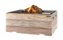 Happy Cocooning Feuertisch TEAK-Holz rechteckig schwarz 1070 x 800 mm