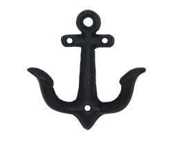 Garderobenhaken Anker Doppelhaken Maritim Gusseisen Schwarz Antik-Stil