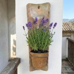 Echt Antiker Dachziegel 45-48 cm mit Wand Blumentopf Edelrost Hängend Mediterran