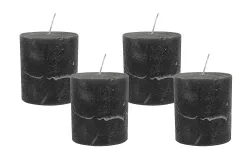 4 Rustic Stumpenkerzen Premium Kerze Anthrazit 7x8cm - 40 Std Brenndauer