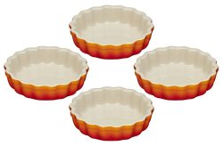 Le Creuset Tarte-Form 4er-Set Steinzeug Ofenrot 11cm