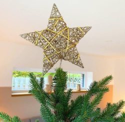 Christbaumspitze Stern Gold Glitzer Weihnachtsbaumspitze Tannenbaumspitze 22cm