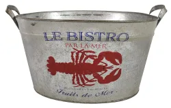 Pflanzgefäß Zinkwanne Hummer Fruit de Mer Vintage Blumenkübel Zink 40x31cm