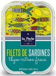 La Perle des Dieux Sardinen-Filets Thymian und Zitrone - Ohne Öl - Dose 115 g