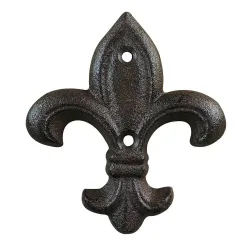 Französische Lilie Fleur-de-Lys Wanddekoration Gusseisen Antik-Stil Braun 11cm