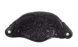 Muschelgriff Möbelgriff Gusseisen Griff für Schubladen Schwarz