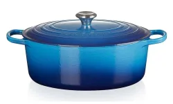 Le Creuset Bräter Signature Oval Gusseisen Azure Blau 29 cm
