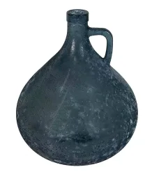 Vase Glas Grau Satiniert mit Henkel Bauchig Blumenvase Tischvase Dekovase 18cm