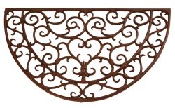 Fußabtreter Fußmatte Gusseisen Jugendstil Halbrund Antik-Braun 67x40cm