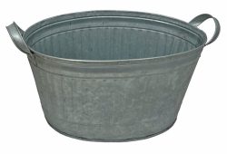 Zink Blumentopf Oval Zinkwanne mit Griffen Pflanztopf Zinktopf Antik-Stil 38 cm