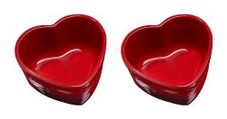 Le Creuset Herzförmchen Steinzeug 2er-Set Kirschrot 10x11cm