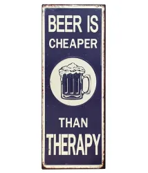 Blechschild BEER IS CHEAPER THAN THERAPY Vintage-Stil Dekoschild Nostalgie 50x20cm