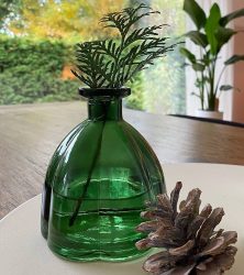 Vase Glas Vintage Tischvase Grün Blumenvase Nostalgie Dekovase 11cm