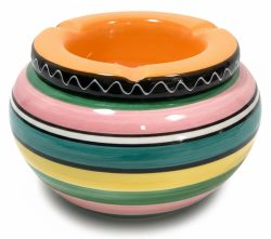 Sturmaschenbecher XL Keramik 14 cm Windaschenbecher für draußen Deckel Orange
