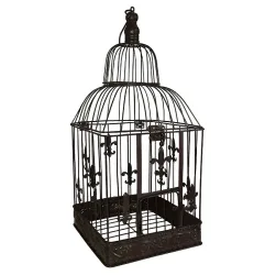 Nostalgischer Deko Vogelkäfig Lilie Landhausstil Dekokäfig Voliere Braun 50 cm