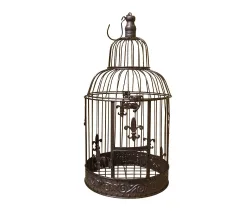 Deko Vogelkäfig Lilie Nostalgie Voliere Landhausstil Antik-Braun Dekokäfig 50 cm