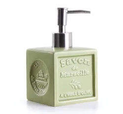 Seifenspender - Savon de Marseille - Keramik Olivgrün