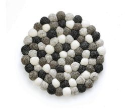 Cilio Untersetzer LANA GRIGIO rund Schafwolle schwarz-weiß 21cm
