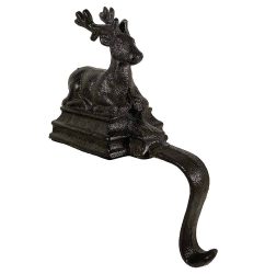 Dekohalter Haken für Kante Rentier Gusseisen Braun Hirsch Kantenhänger Vintage