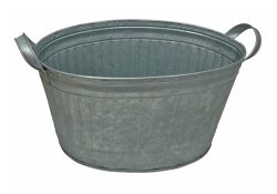 Zink Blumentopf Oval Zinkwanne mit Griffen Pflanztopf Zinktopf Antik-Stil 35 cm