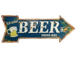 Blechschild Ice cold BEER SERVED HERE Retro Vintage Deko Bier Geprägt 50x19cm