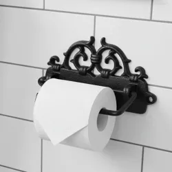 Toilettenpapierhalter Gusseisen Schwarz Vintage Klorollenhalter Antik-Stil