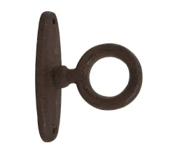 Anbindering mit Platte Gusseisen Antik-Stil Befestigungsring Braun 6cm