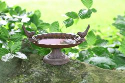 Vogeltränke stehend Vogelbad 2 Vögel Gusseisen Antik-Stil Braun