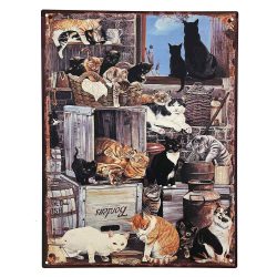 Blechschild CATS Dekoschild Katzen Schild Nostalgie Vintage 33x25cm