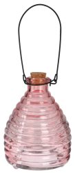 Wespenfalle Glas zum Aufhängen Insektenfänger Geriffelt 13 cm Pink