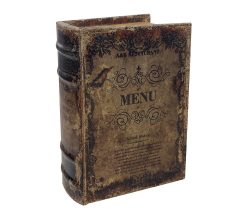 Hohles Buch mit Geheimfach MENU Buchversteck Antik-Stil 15x10cm
