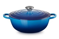 Le Creuset La Marmite Signature Familientopf Gusseisen Azure Blau 28cm