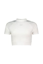 UNDER ARMOUR Damen Fitnessshirt HeatGear® Crop Mock weiss | M