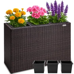 Polyrattan Blumentopf Braun 83x30,5x60cm