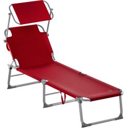 Gartenliege Hawaii Rot Alu 190x60x30cm