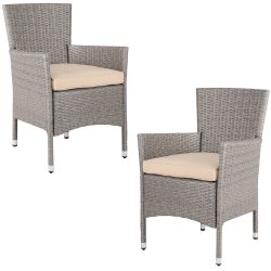 Polyrattan Gartenstuhl 2er-Set Creme/Beige stapelbar
