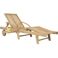 Gartenliege klappbar verstellbar Akazienholz Teak Optik Ausziehtisch Rollen