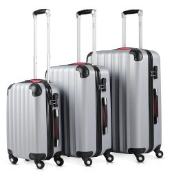 Hartschalenkoffer Set 3-tlg Rollen 360º Silber ABS