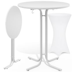 Stehtisch Weiß 110x80cm + Stehtischhusse Weiß Ø80cm