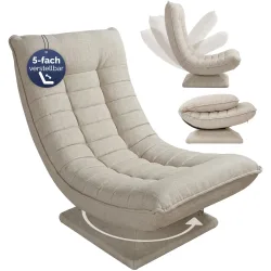 Sessel Aberdeen Creme Stoff 5fach verstellbar 360 Grad drehbar klappbar