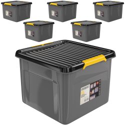 Aufbewahrungsbox 6er-Set Grau/Anthrazit 39x39x26cm stapelbar