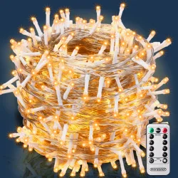 Lichterkette Weihnachten Warmweiß 40m transparent Fernbedienung