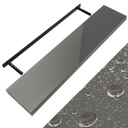 Wandregal Schweberegal 110cm Hochglanz Grau + Halterung