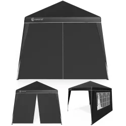 Casaria®, Faltpavillon Capri Schwarz 3x3m inkl 2 Seitenwänden UV-Schutz 50+