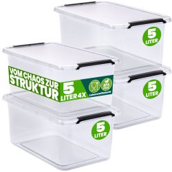 Aufbewahrungsbox 4er-Set 30x20x12cm 5L transparent stapelbar BPA-frei